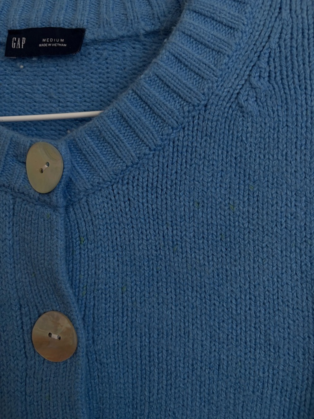 GAP Blue Cotton Blend ButtonUp Cardigan w/ Mother of Pearl Buttons Women’s M - Picture 4 of 6